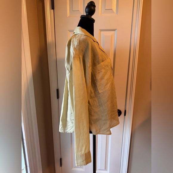 Madewell Resort Long Sleeve Shirt in Paqle Lichen 100% Ramie - Picture 12 of 12